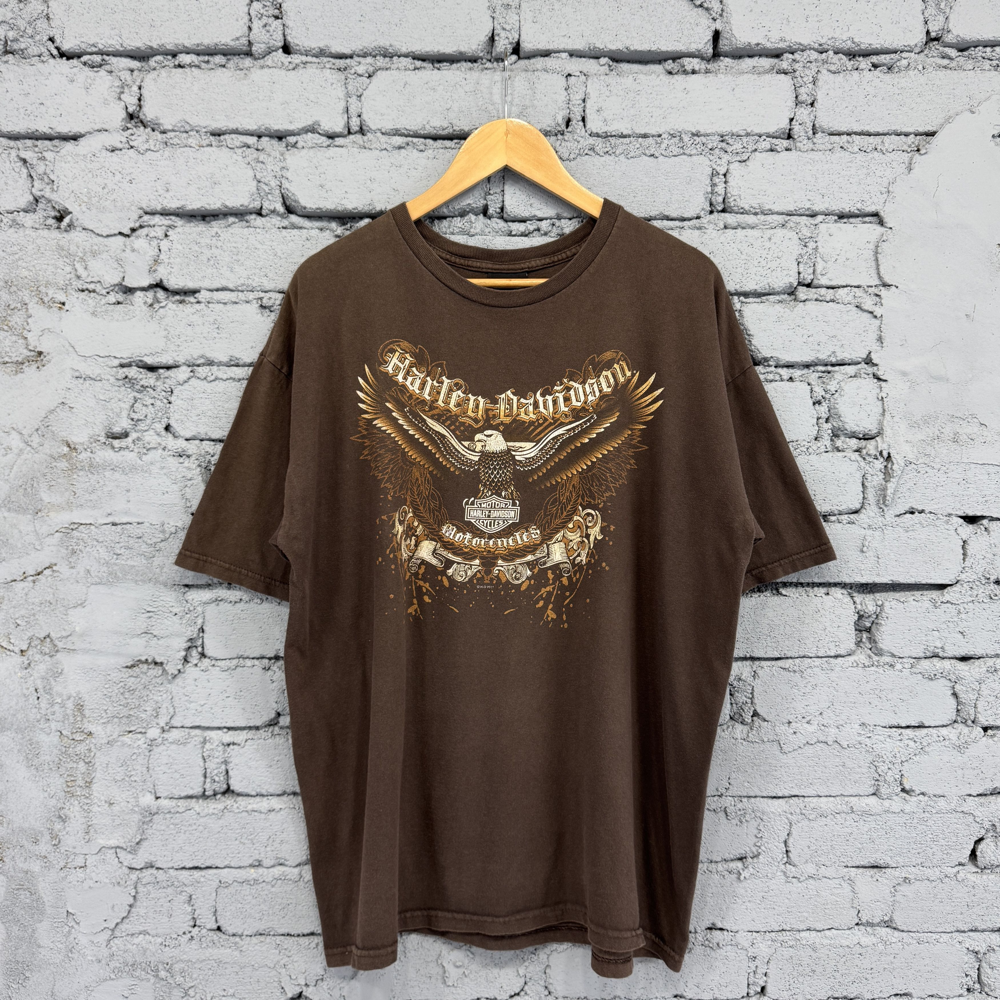 Harley Davidson Vintage Brown Harley-Davidson Short-Sleeve Tshirt Size US XL / EU 56 / 4 - 1 Thumbnail