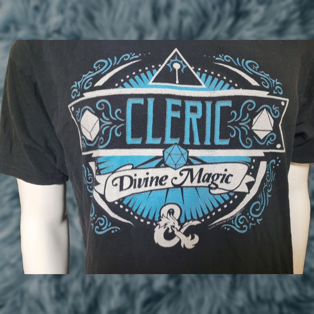 Vintage Dungeons & Dragons Cleric Divine Magic T-Shirt XL Black Cotton Graphic Tee Men Short Sleeve Crew Neck VINTAGE Size US XL / EU 56 / 4 - 1 Thumbnail