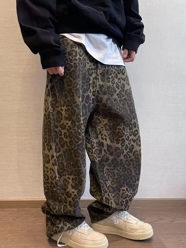 Japanese Brand VIBE Vintage washed distressed leopard print casual jeans Size US 31 - 6 Thumbnail