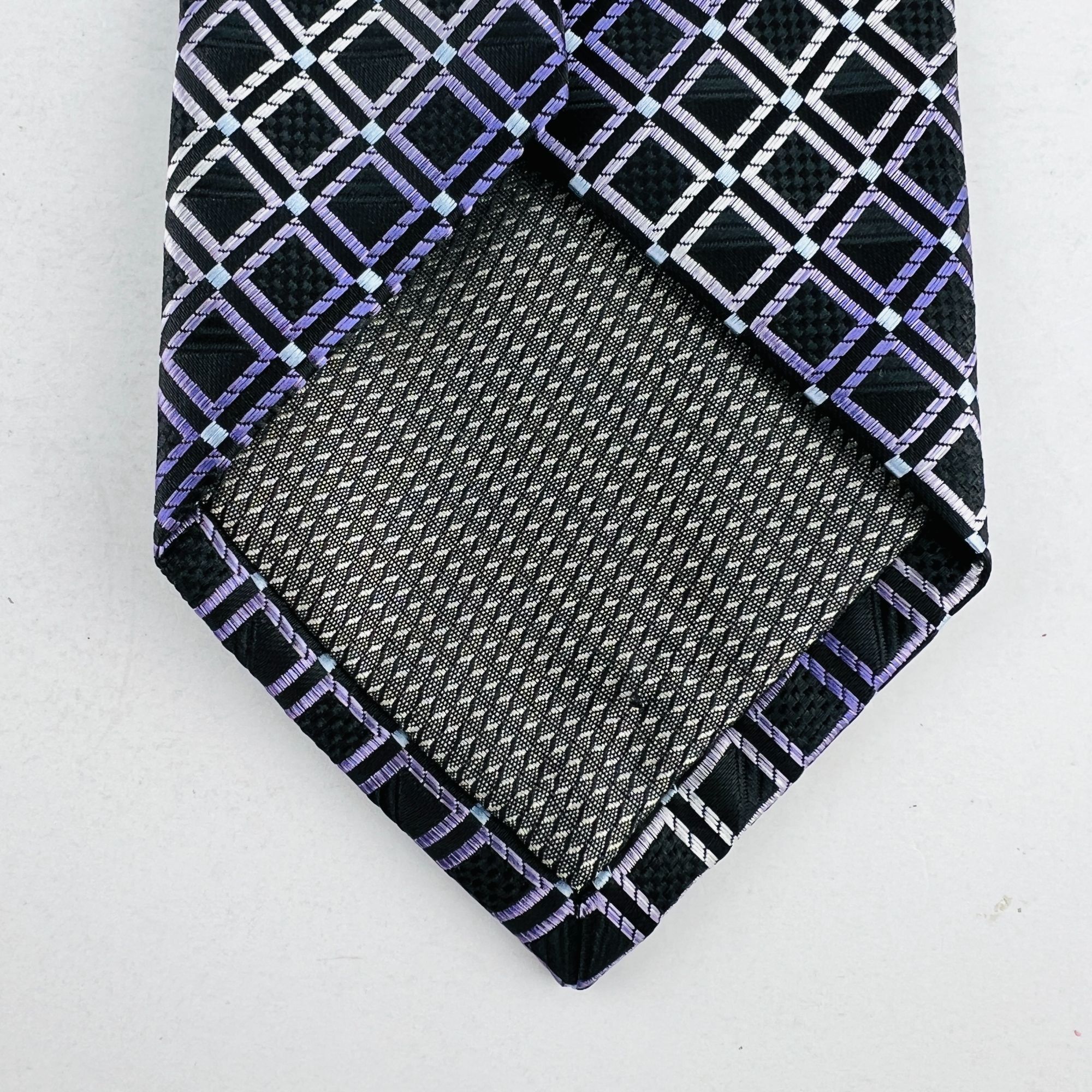 Croft & Barrow Croft & Barrow Necktie Tie Diamond Design Purple Silver Blac Size ONE SIZE - 5 Thumbnail