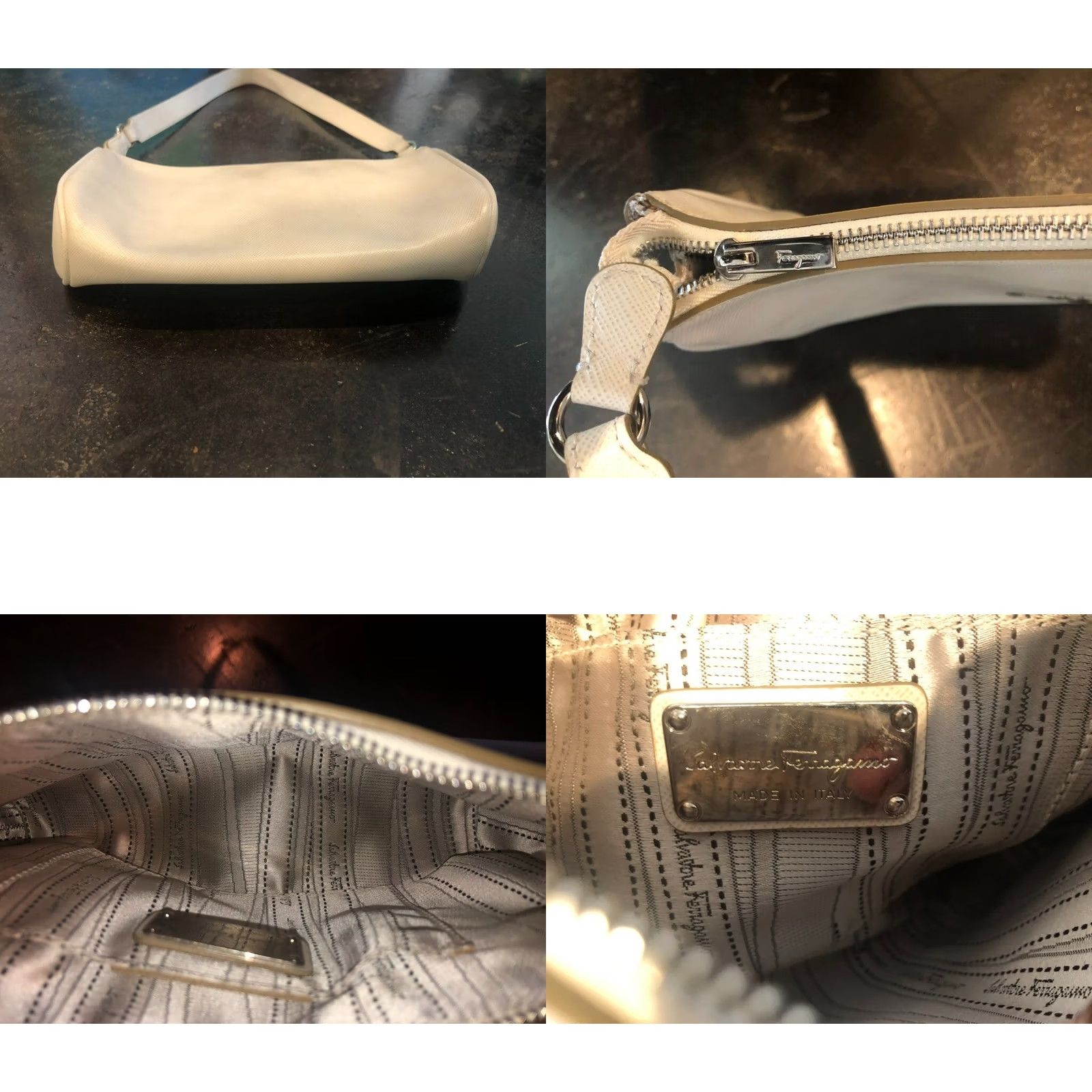 Salvatore Ferragamo Salvatore Ferragamo Gancini Hobo Shoulder Bag White Saffiano Leather Womens Small Bag Size ONE SIZE - 8 Thumbnail