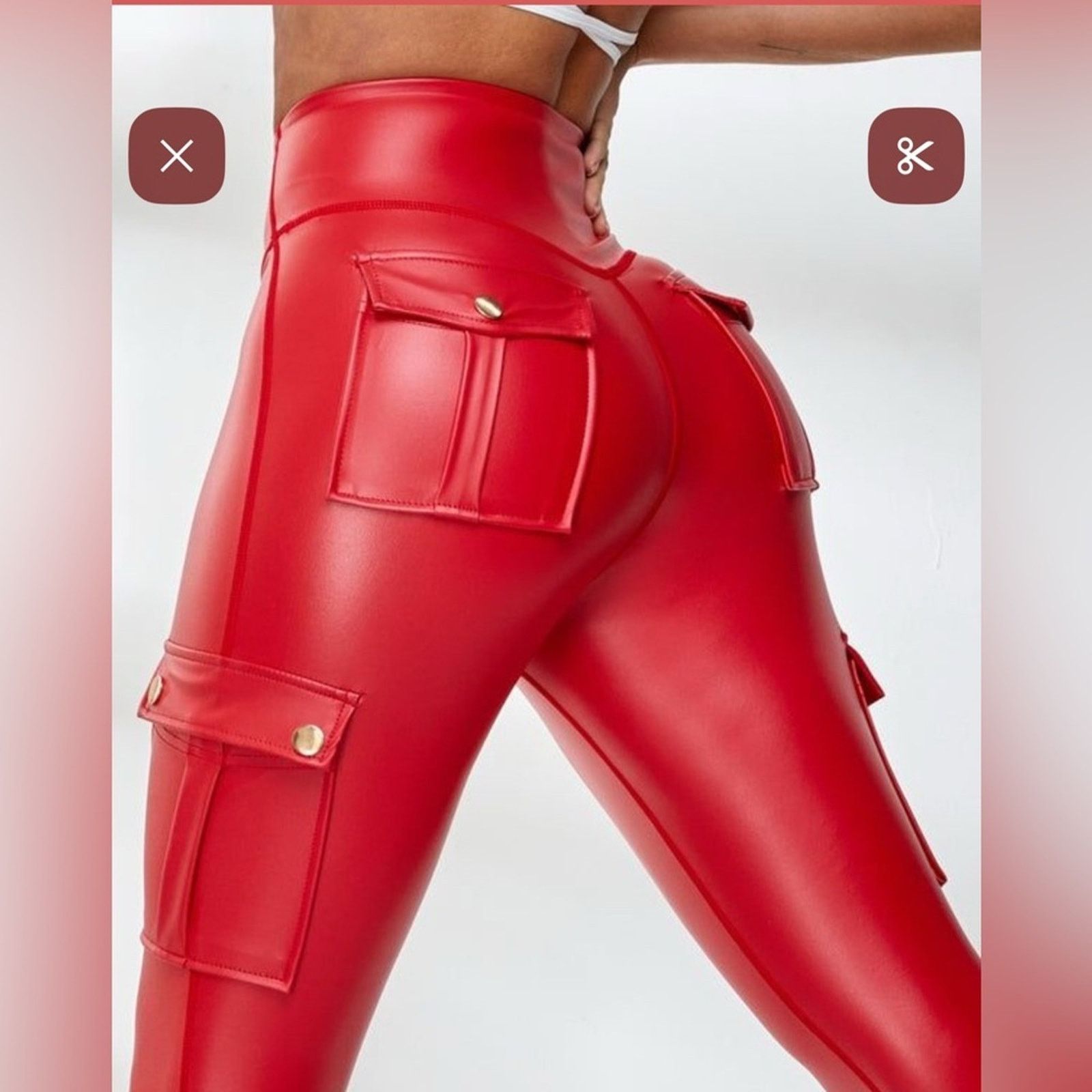 Other Bold Red High-Waisted Faux Leather Leggings size 26 Size 26" / US 2 / IT 38 - 1 Preview