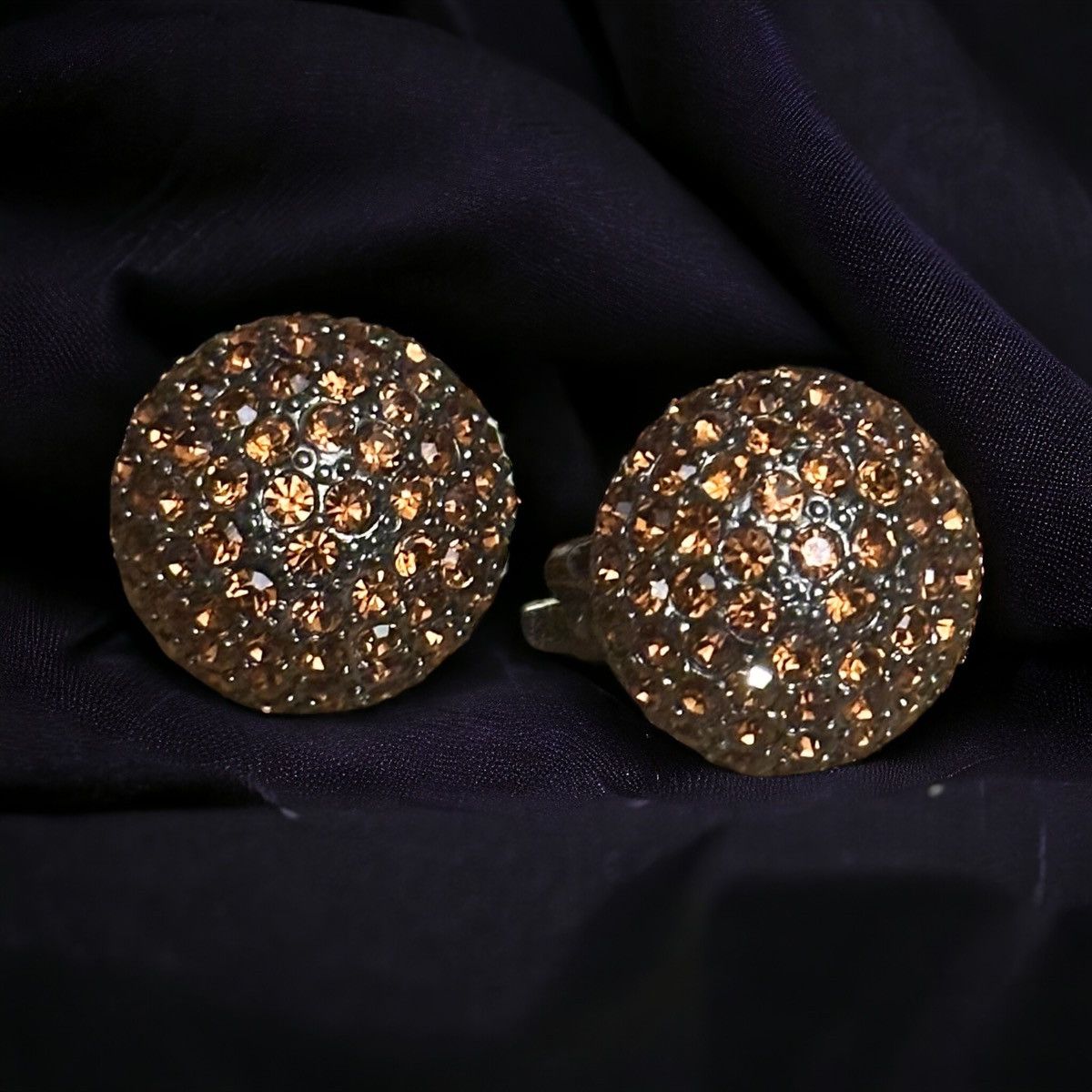 ピアス Brass Rhinestone Tiger Eye Clip On Earrings Iosselliani Brass Rhinestone Tiger Eye Clip On Earrings