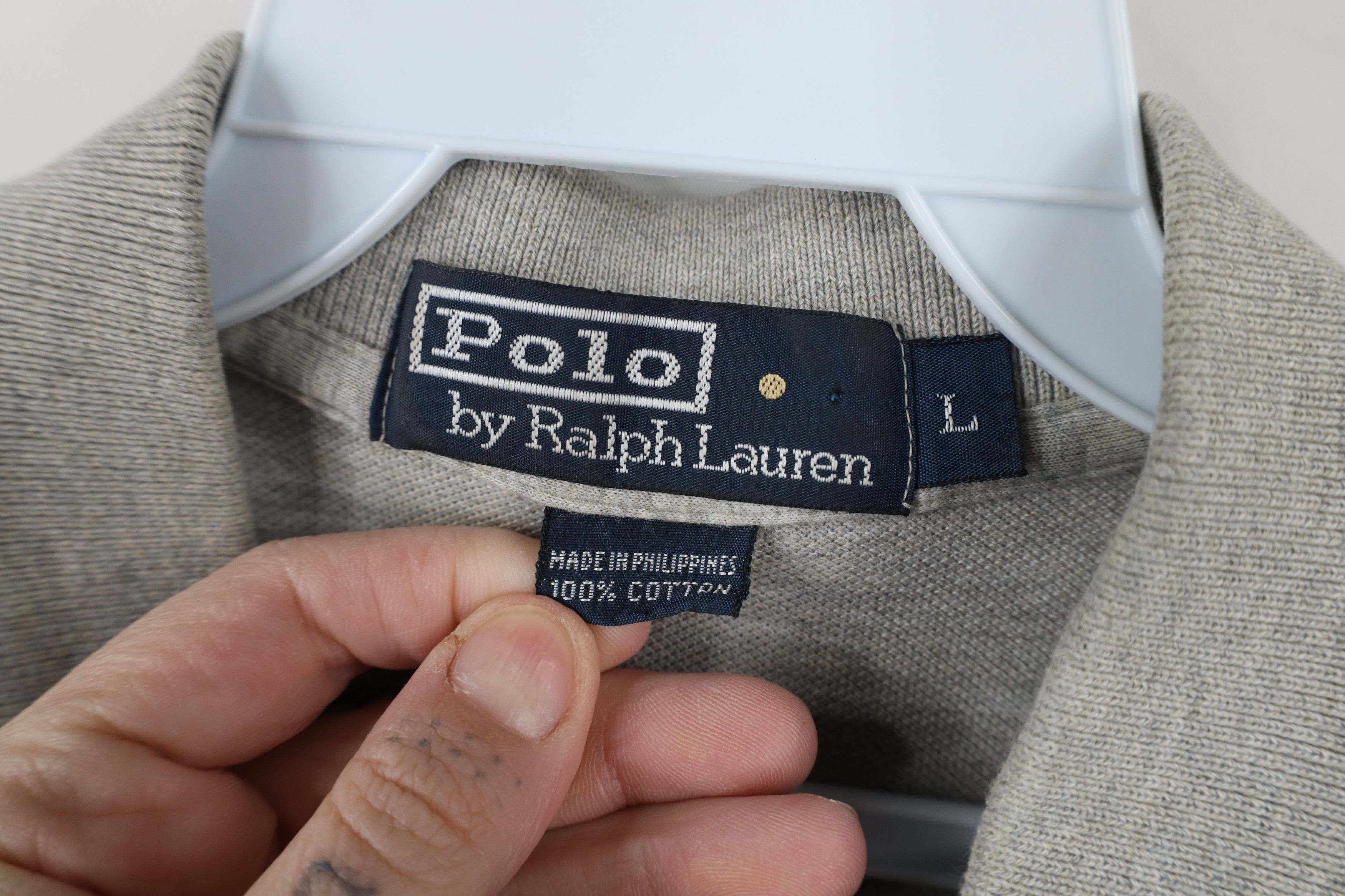 Ralph Lauren × Vintage Vintage 90s Ralph Lauren Pique Cotton Polo Shirt Gray Size US L / EU 52-54 / 3 - 9 Thumbnail