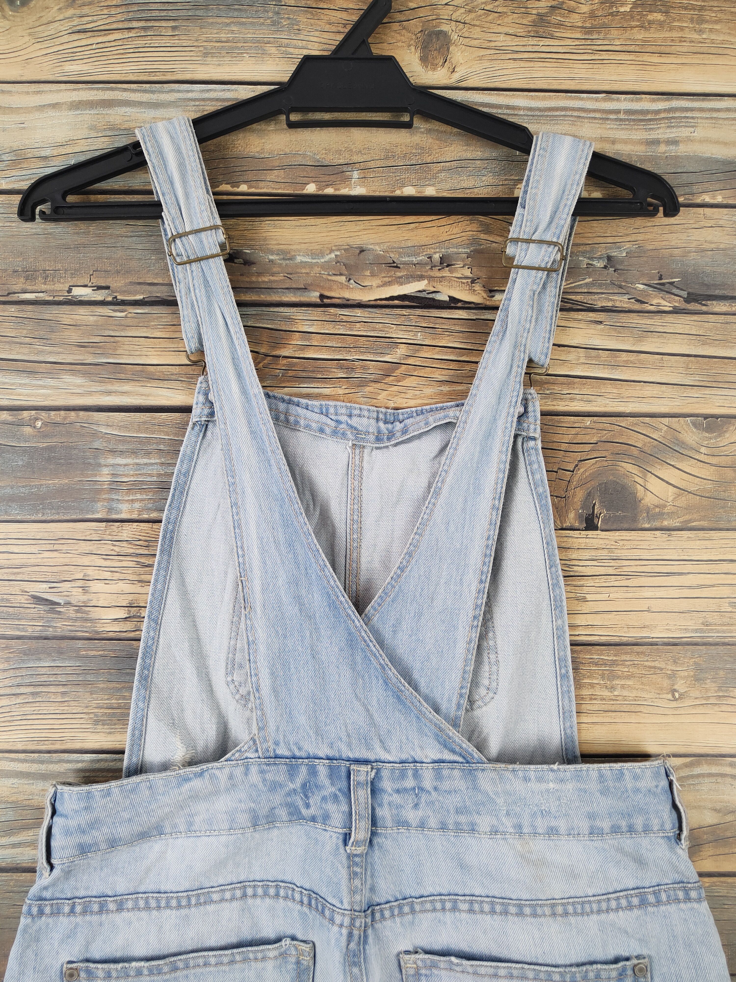 Bershka × Vintage Streetwear Vintage Bershka Blue Denim Shortall Jumpsuit Size 32" / US 10 / IT 46 - 9 Thumbnail