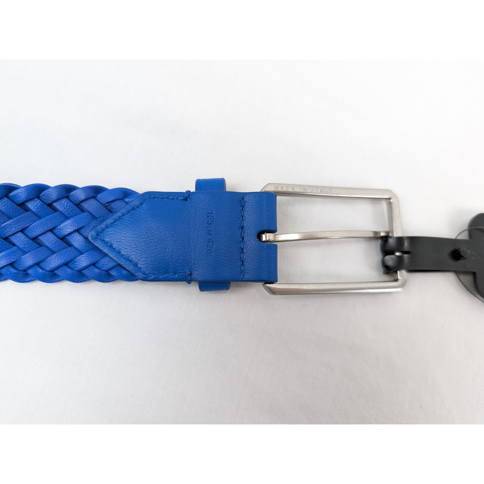 Bottega Veneta o1rshd1 Size: 100 / Nappa Woven Chevron Belt in Blue Size 38 - 6 Thumbnail