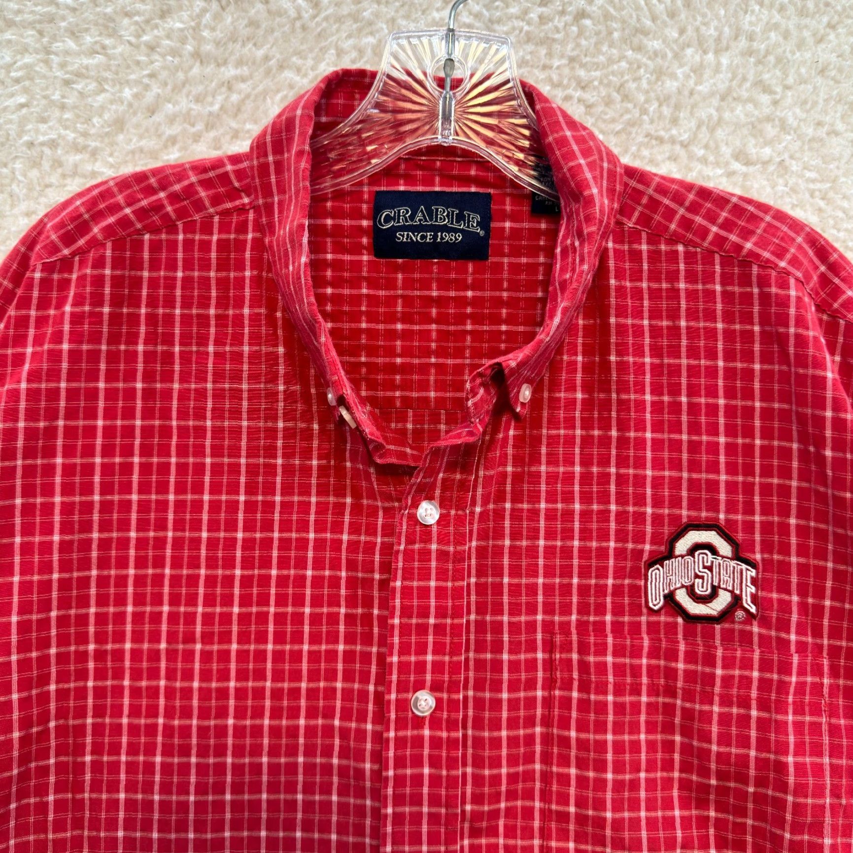 Vintage Crable Ohio State Button-Up Shirt Red Plaid Long Sleeve College University Mens L Size US L / EU 52-54 / 3 - 3 Thumbnail
