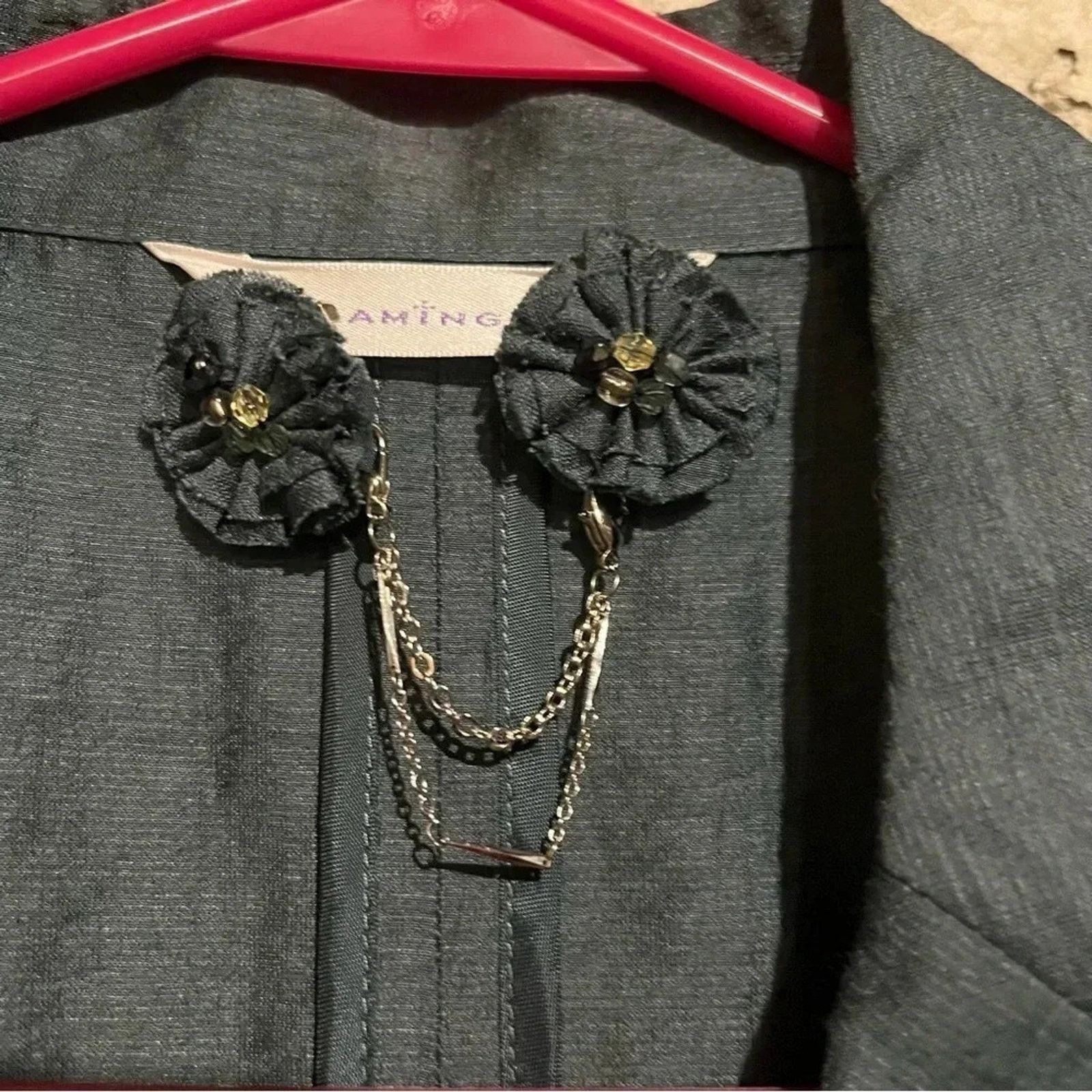 Other Flamingo Metallic Teal Blazer Size Medium M Pin Buttons Size M / US 6-8 / IT 42-44 - 3 Thumbnail
