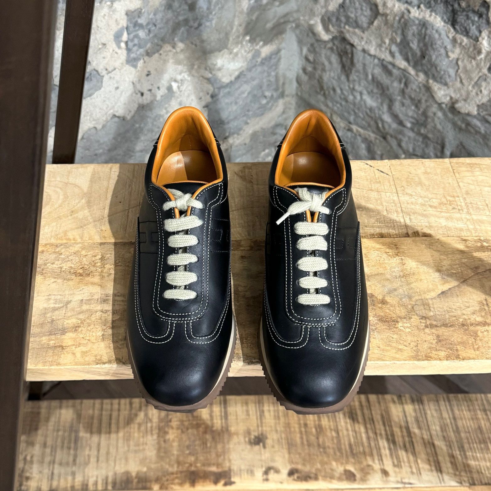 Hermes Hermès Black Leather Quick H Platform Sneakers Size US 10.5 / IT 40.5 - 2 Thumbnail