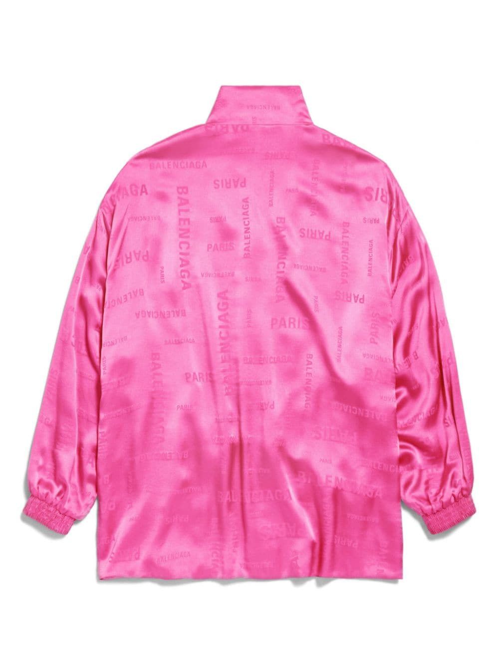 Balenciaga o1s1rm0725 Bal Paris Allover Fluid Tracksuit Jacket in Pink Size XS / US 0-2 / IT 36-38 - 6 Thumbnail