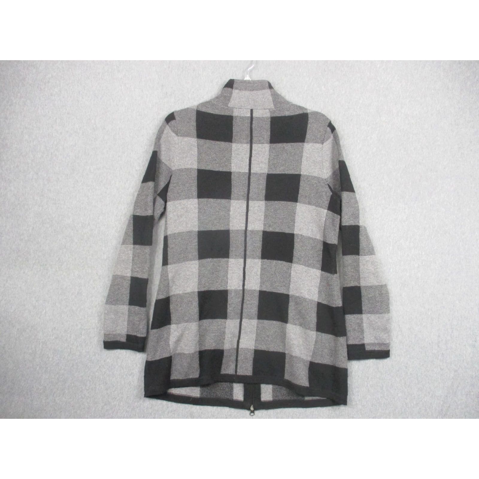 Vintage VINTAGE Adrienne Vittadini Sweater Womens Large Gray Plaid Full Zip Mock Neck Size L / US 10 / IT 46 - 7 Thumbnail