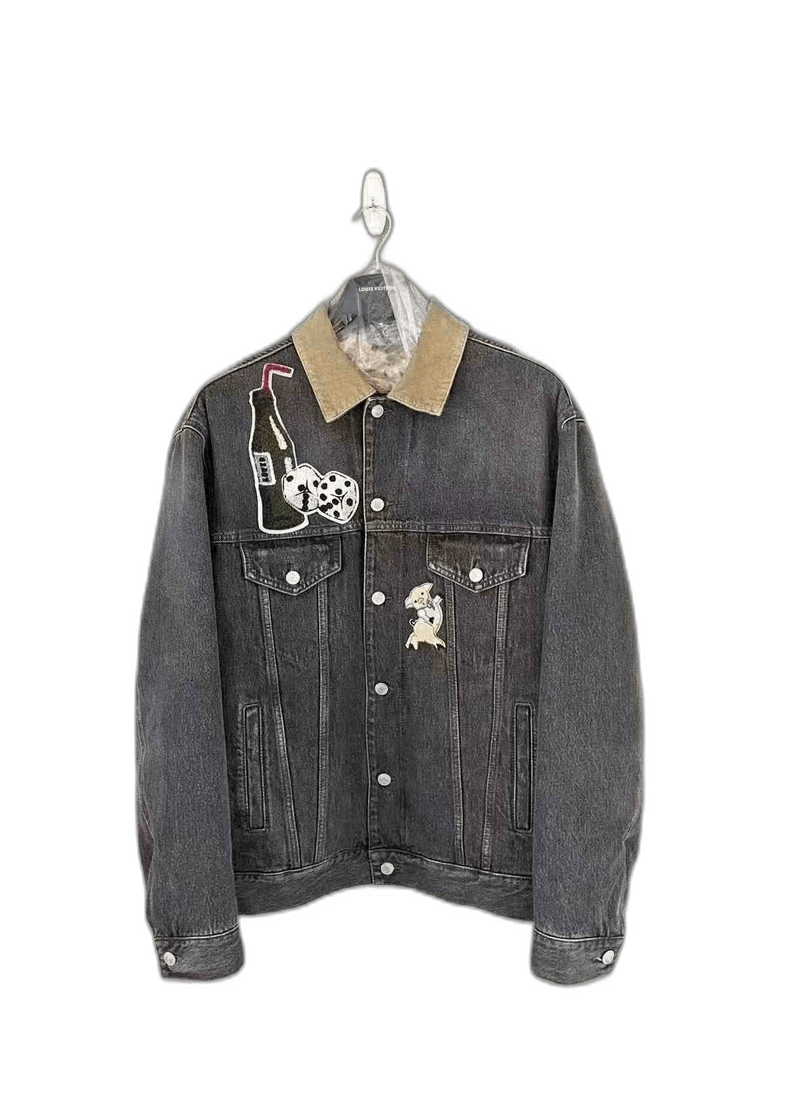 Gucci Denim Jacket with Pig and Banana