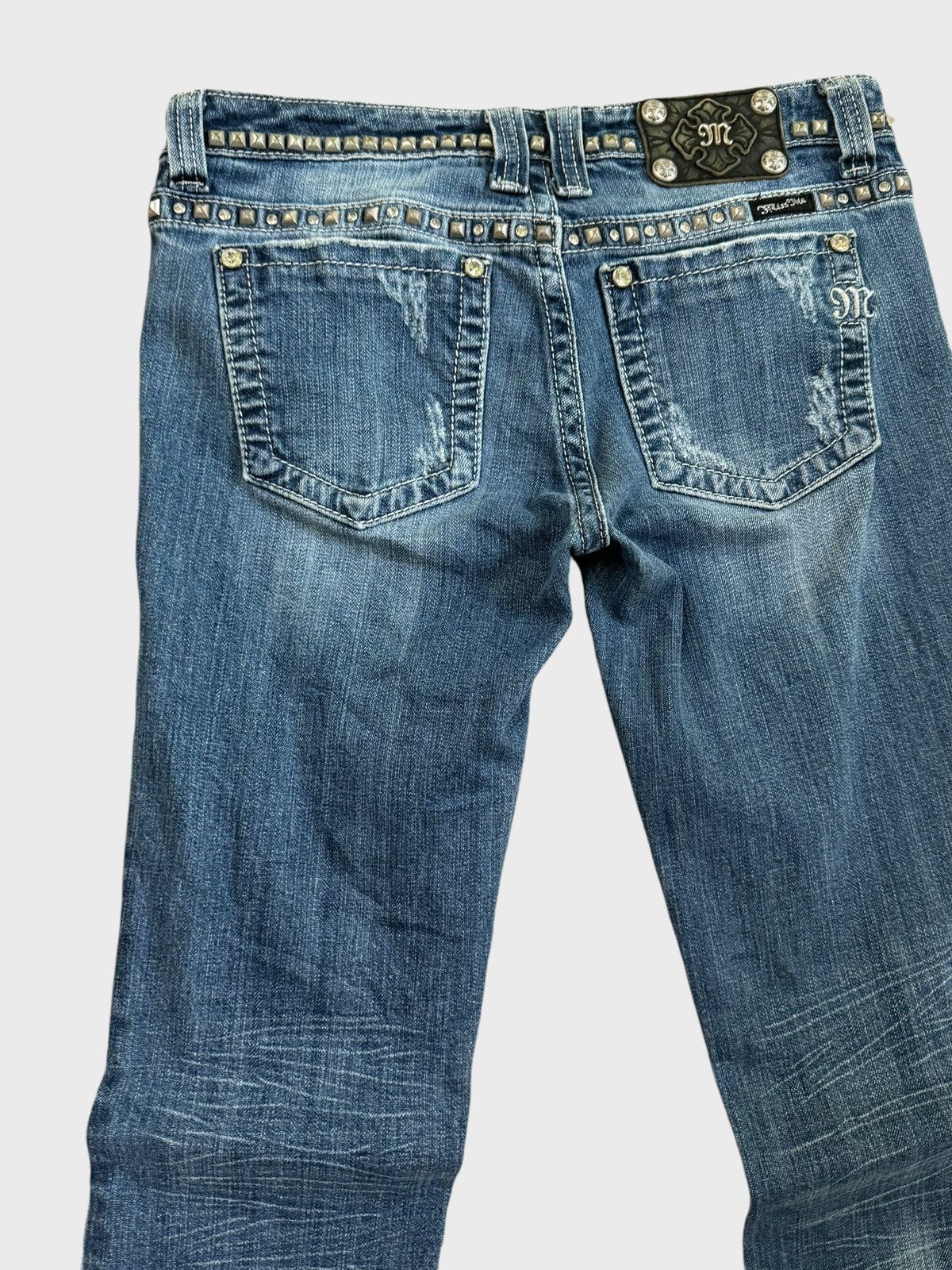 Hysteric Glamour × Le Grande Bleu (L.G.B.) FLARE MISS ME DISTRESSED STUDDED CROSS DESIGN LOW RISE DENIM Size US 29 - 11 Thumbnail