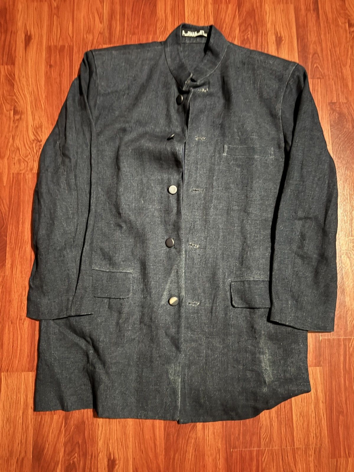 ISSEY MIYAKE PERMANENTE 長袖 ヴィンテージ 絞り加工 PERMANENTE⭐️ISSEY MIYAKE 長袖トップス シワ加工 ネイビー