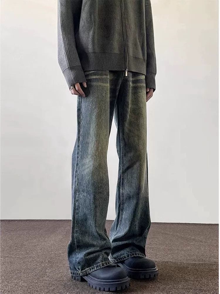 Vintage High street washed distressed men's leanfit flared jeans Size US 32 / EU 48 - 3 Thumbnail