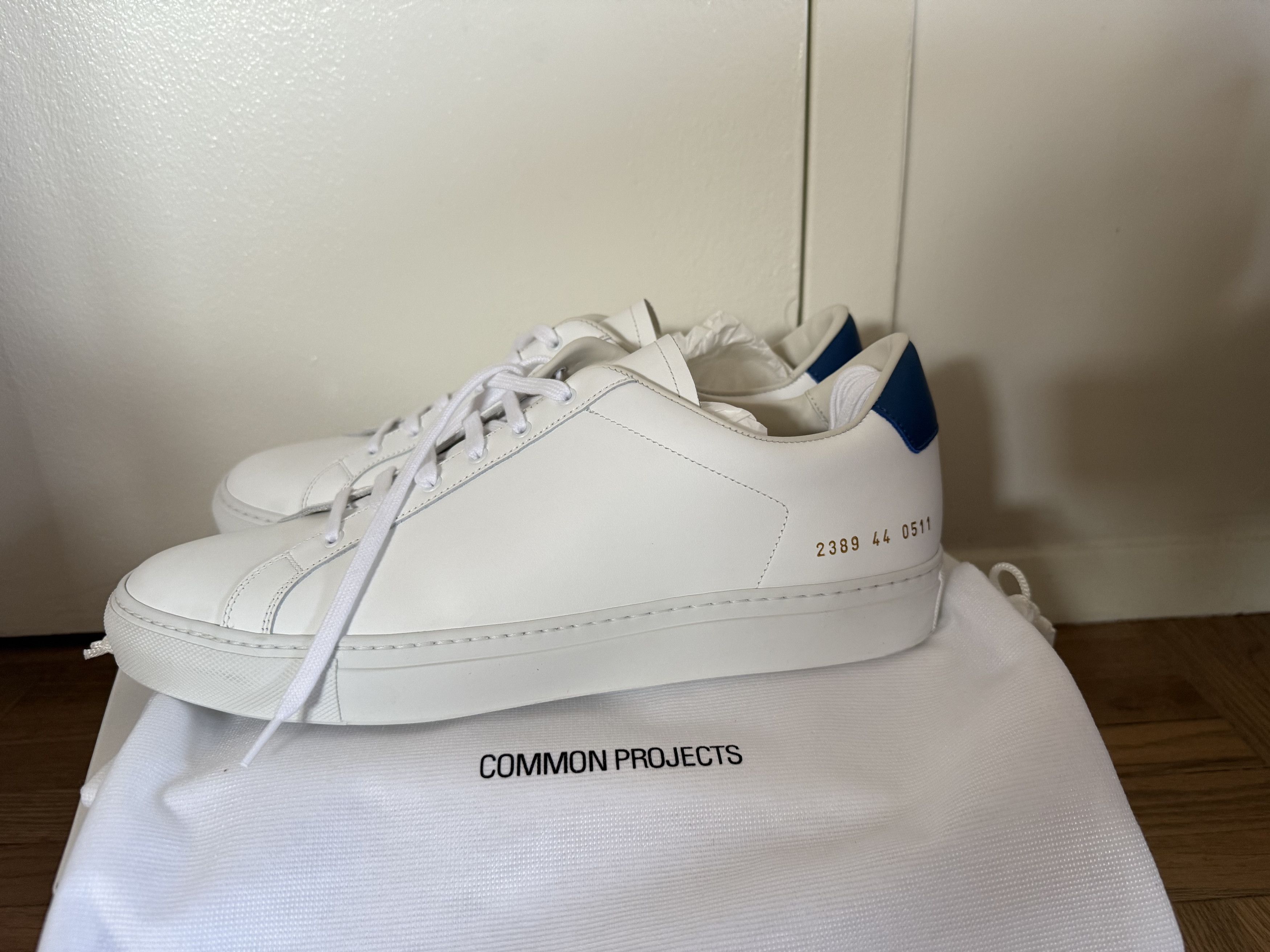 Common Projects Common Project Achilles white retro blue lows leather Size US 11 / EU 44 - 1 Thumbnail
