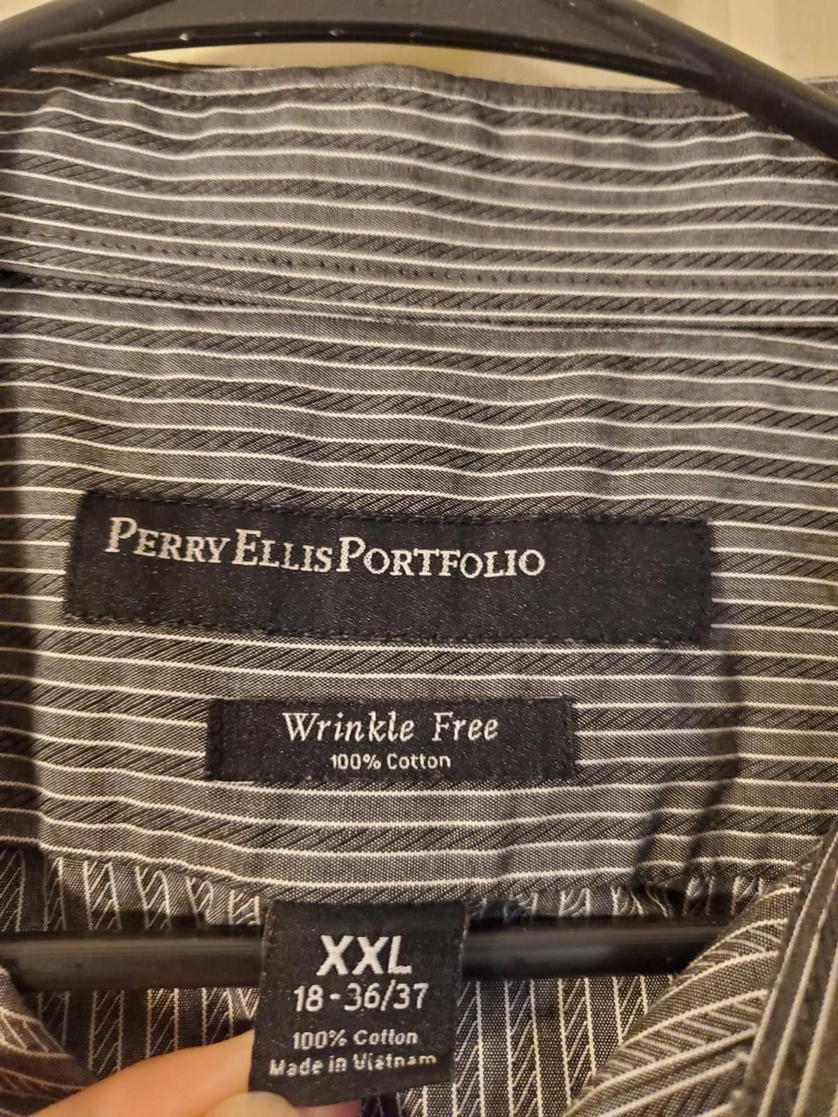 Perry Ellis Perry Ellis Mens XXL Gray Striped LS Button Up 18-36/37 Size US XXL / EU 58 / 5 - 3 Thumbnail