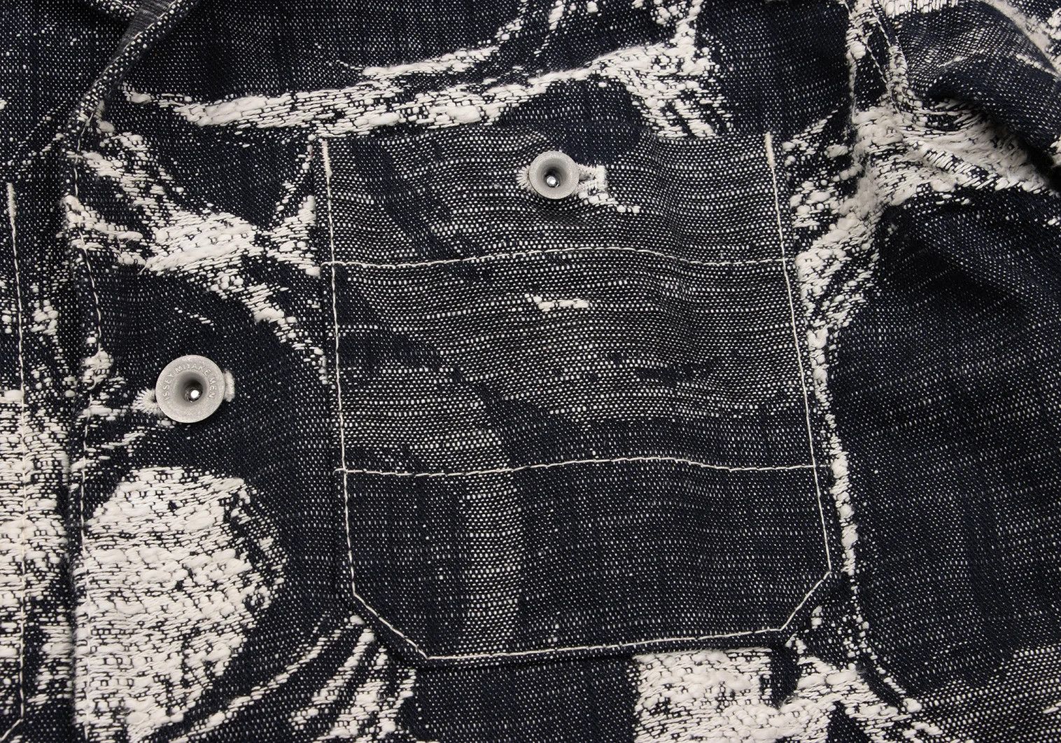 Issey Miyake Cotton Graphic Jacquard Patch Pocket Denim Jacket Indigo Off Size US M / EU 48-50 / 2 - 5 Thumbnail