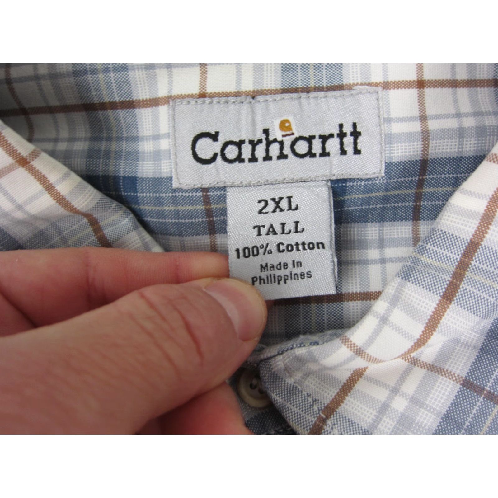 Carhartt Carhartt Shirt Mens 2XLT XXL Tall White Blue Plaid Chino Western Workwear Shirt Jacket? Size US XXL / EU 58 / 5 - 6 Thumbnail