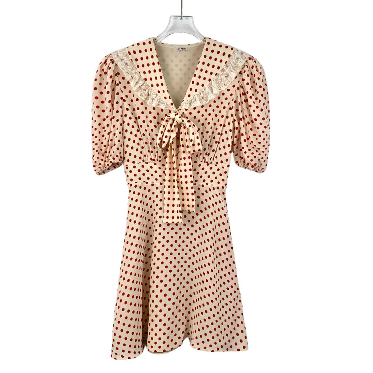 Miu Miu Miu Miu Polka Dot Printed V-neck Short Sleeve Dress K26WX Size XS / US 0-2 / IT 36-38 - 1 Thumbnail