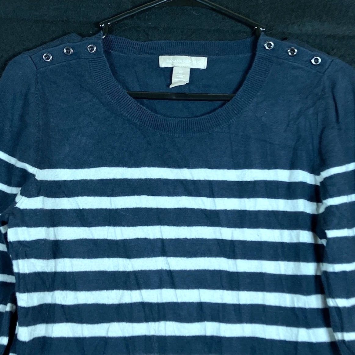 Banana Republic Banana Republic Women Sweater Navy White Striped Crew Neck Wool Blend M Pullover Knit Casual Workwear 30 Day Returns Womens Size M / US 6-8 / IT 42-44 - 2 Thumbnail
