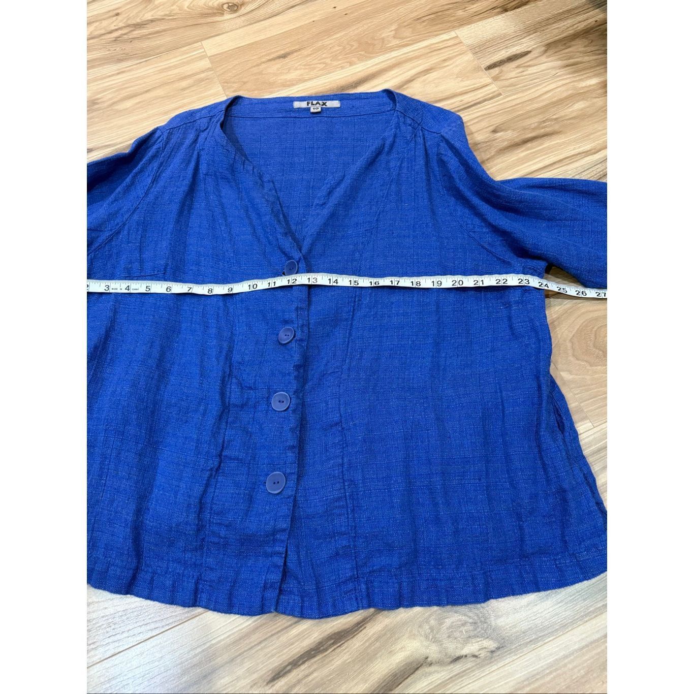 FLAX Flax linen blue button front jacket pockets size 1G (XL) Size XL / US 12-14 / IT 48-50 - 8 Thumbnail