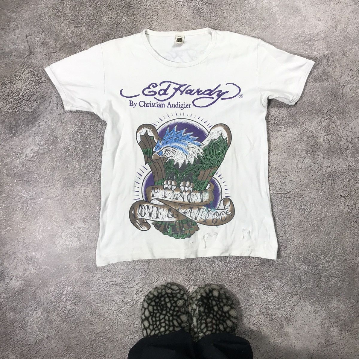 Vintage Vintage Y2K Ed Hardy Graphic Tee Sun Faded Streetwear Boxy S Size US S / EU 44-46 / 1 - 1 Thumbnail