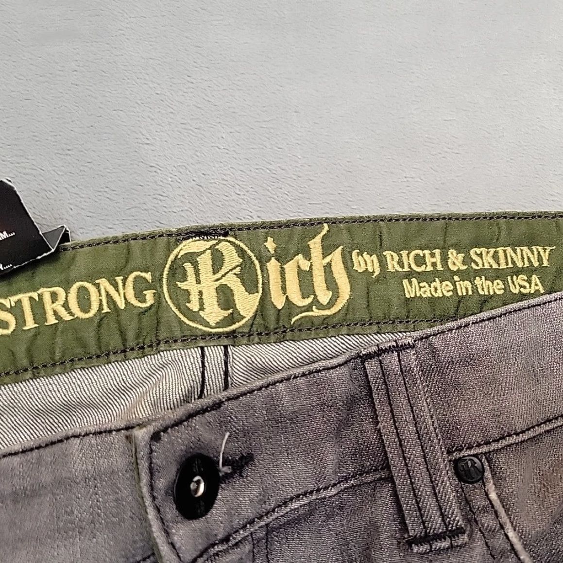 Denime VINTAGE Strong Rich & Skinny Jeans Mens 36 Gray Straight Leg Denim Stretch Made in USA Size US 36 / EU 52 - 4 Thumbnail