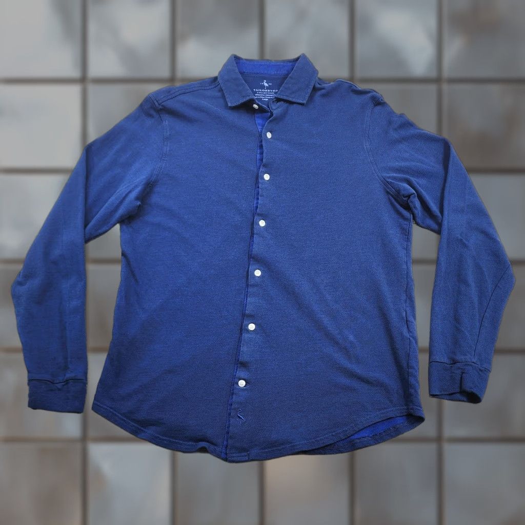 Tailorbyrd TAILORBYRD Shirt Mens Large Blue Long Sleeve Button-Up Knit Cotton Casual Size US L / EU 52-54 / 3 - 1 Thumbnail