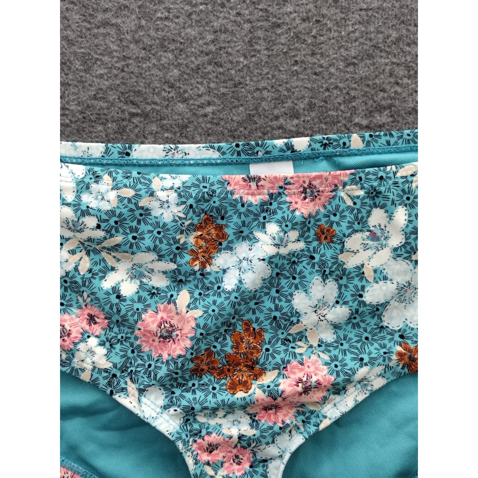 Vintage Time And Tru Bottoms Teal Floral Midrise Plus 1X Cheeky BoyShort Womens Beach Size 40" / US 18 - 3 Thumbnail