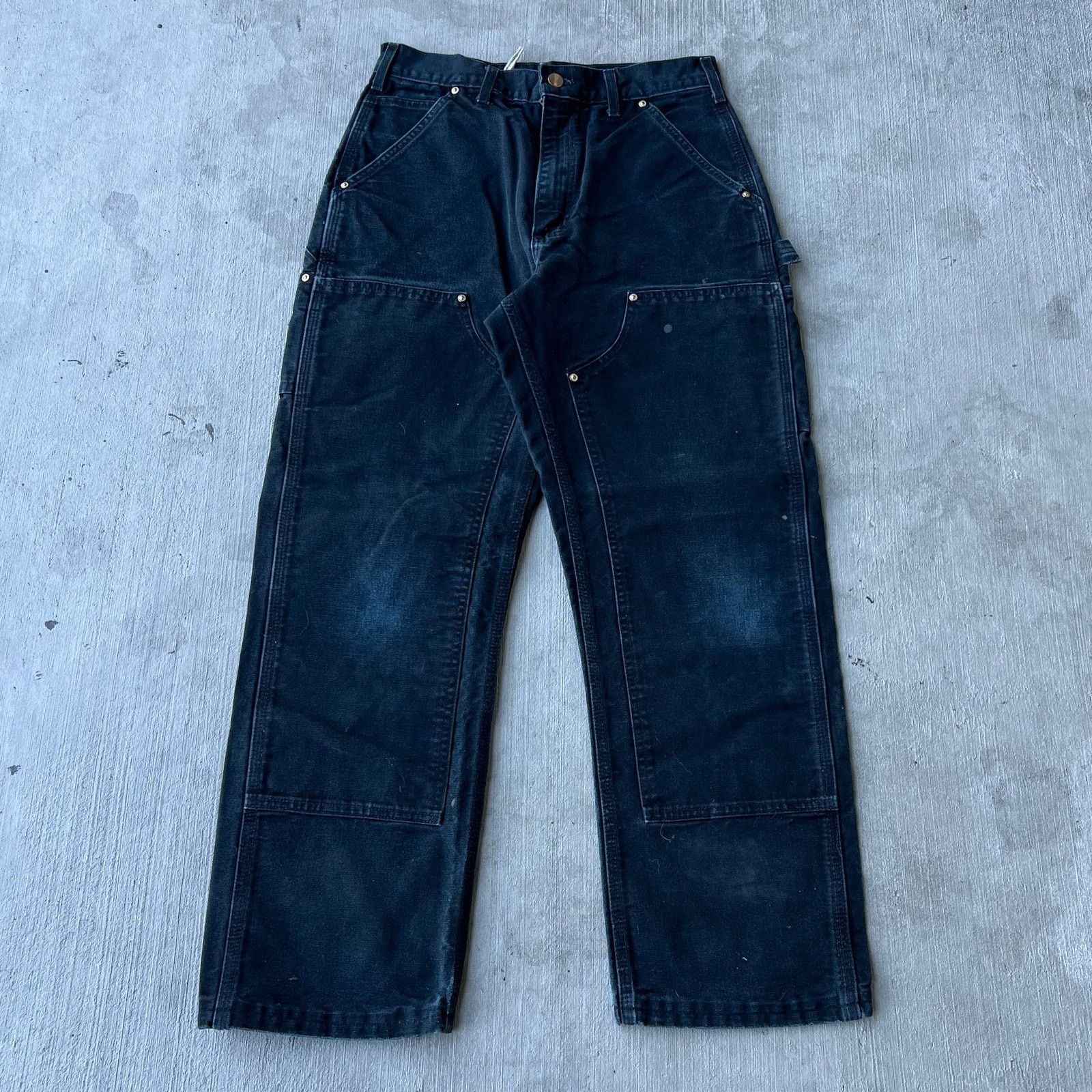 Carhartt × Vintage Carhartt faded black double knee work wear carpenter pants Size US 29 - 1 Thumbnail