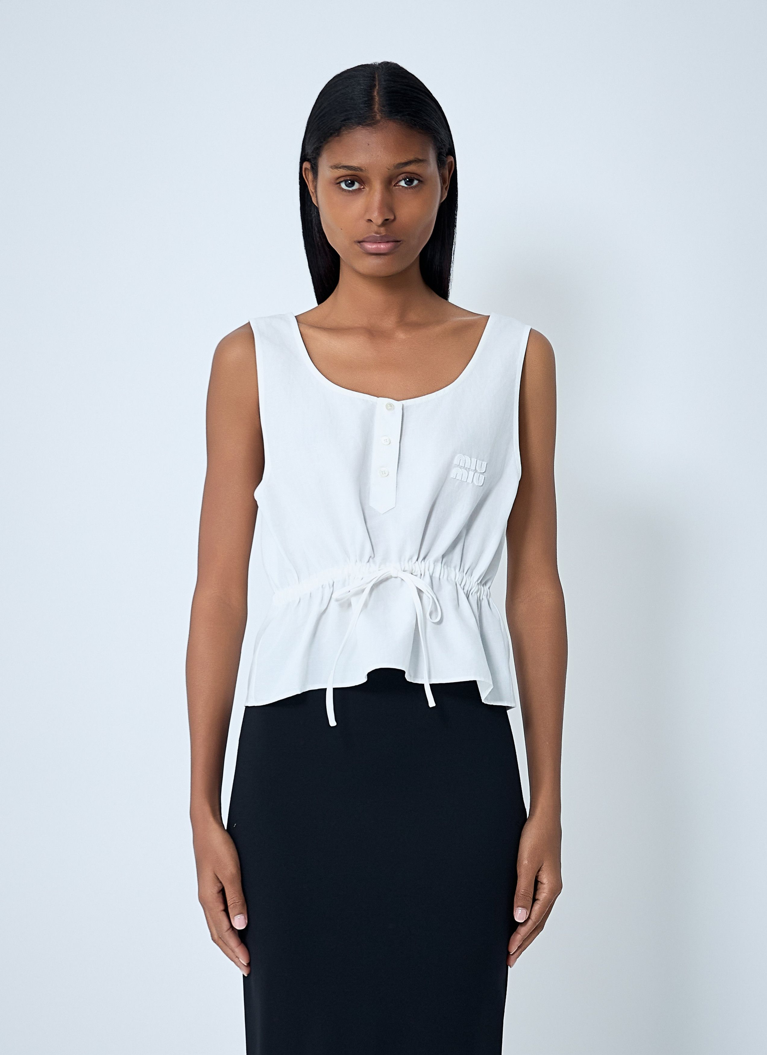 Miu Miu Logo Motif Drawstring Top Size M / US 6-8 / IT 42-44 - 1 Thumbnail