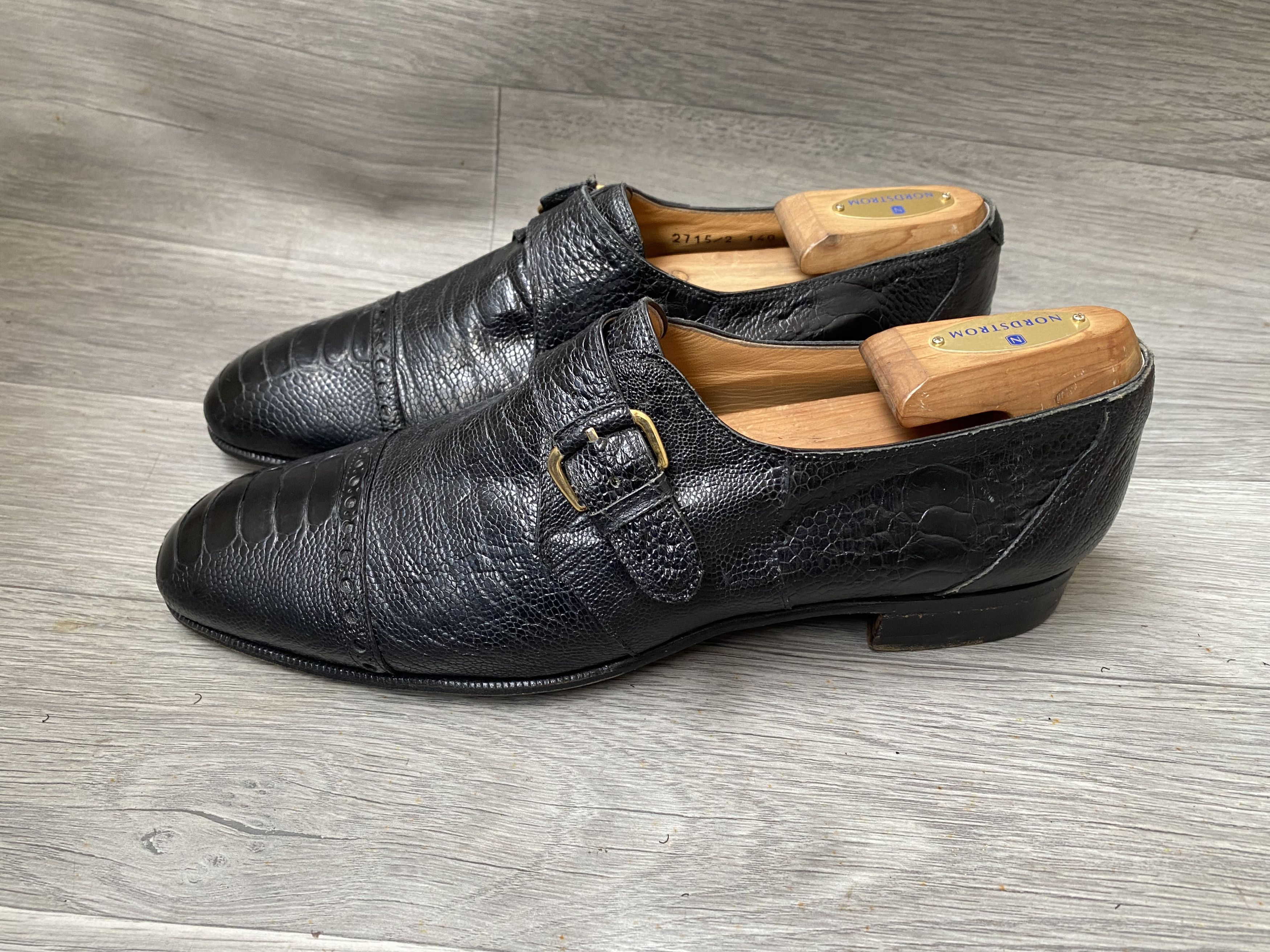 Mauri Mauri single monk strap black exotic ostrich leather sz41 Size US 8 / EU 41 - 5 Thumbnail