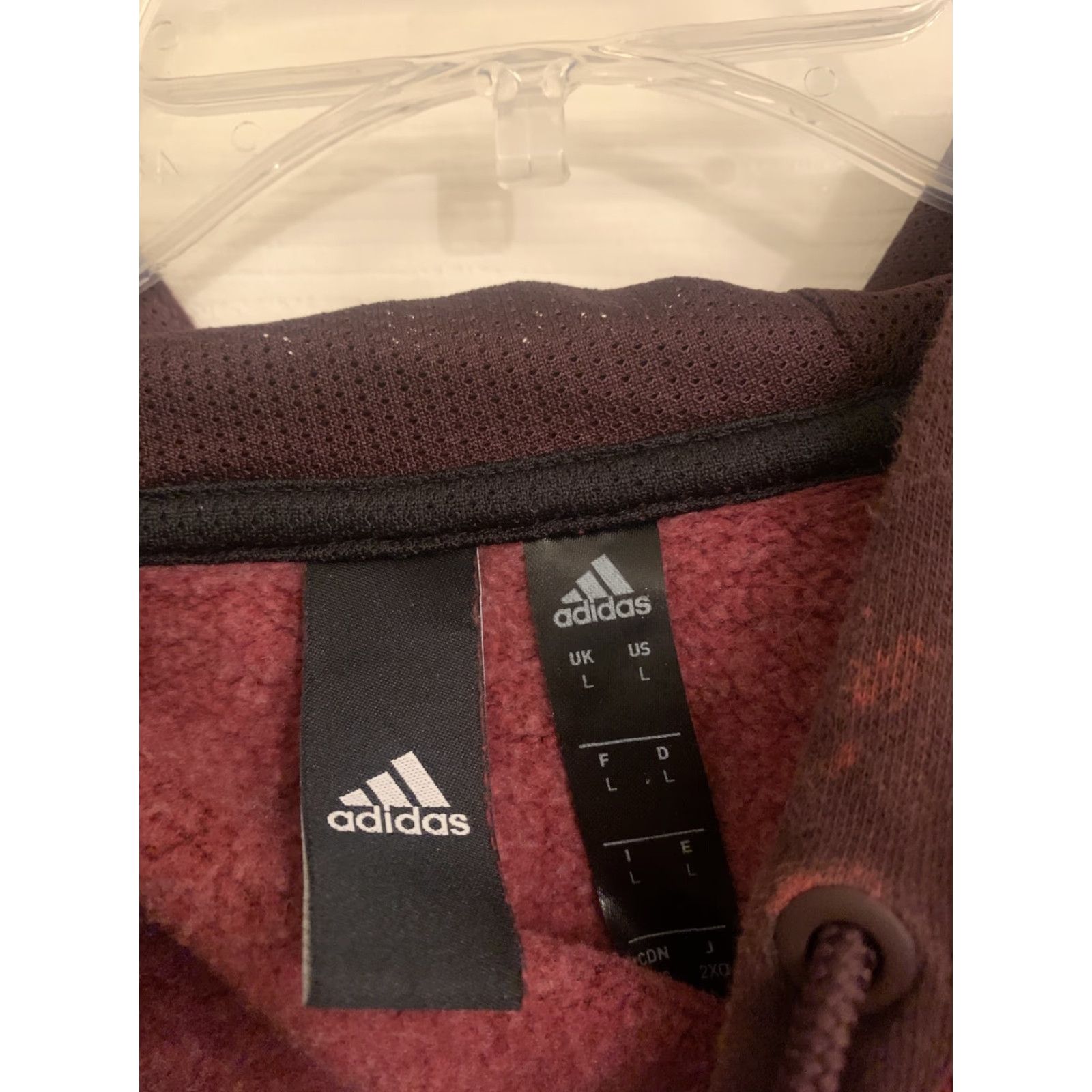 Adidas Adidas Hoodie Mens Large Red Burgundy Pullover Hooded Sweatshirt Sweater Knit Athletic Graphic Print Size US L / EU 52-54 / 3 - 3 Thumbnail