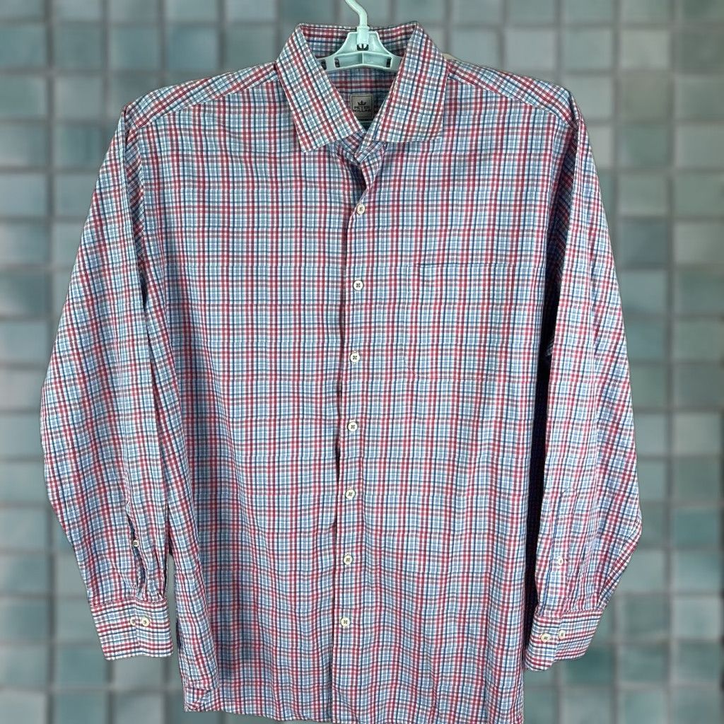 Peter Millar Peter Millar Shirt Mens XL Button-Up Long Sleeve Blue Red White Check Casual Preppy 54in Chest Mens Size US XL / EU 56 / 4 - 1 Thumbnail