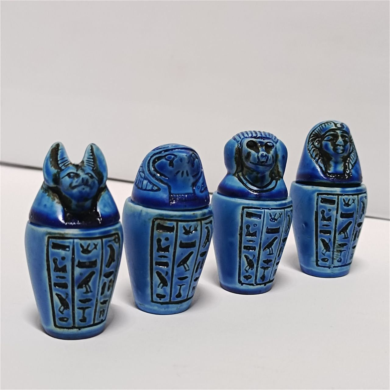 Other Egyptian Canopic Jars Set Pharaonic Resin Box Hieroglyphs Size ONE SIZE - 4 Thumbnail