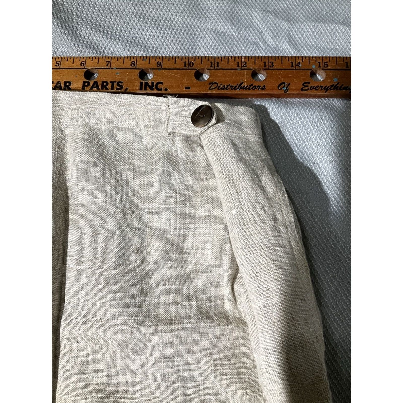 Vintage VINTAGE Eggplant Skirt Womens US Size 2 Beige 100% Linen Pencil Button Elastic Waist Long Skirt Body/Workwear/Party Womens Size 26" / US 2 / IT 38 - 4 Thumbnail