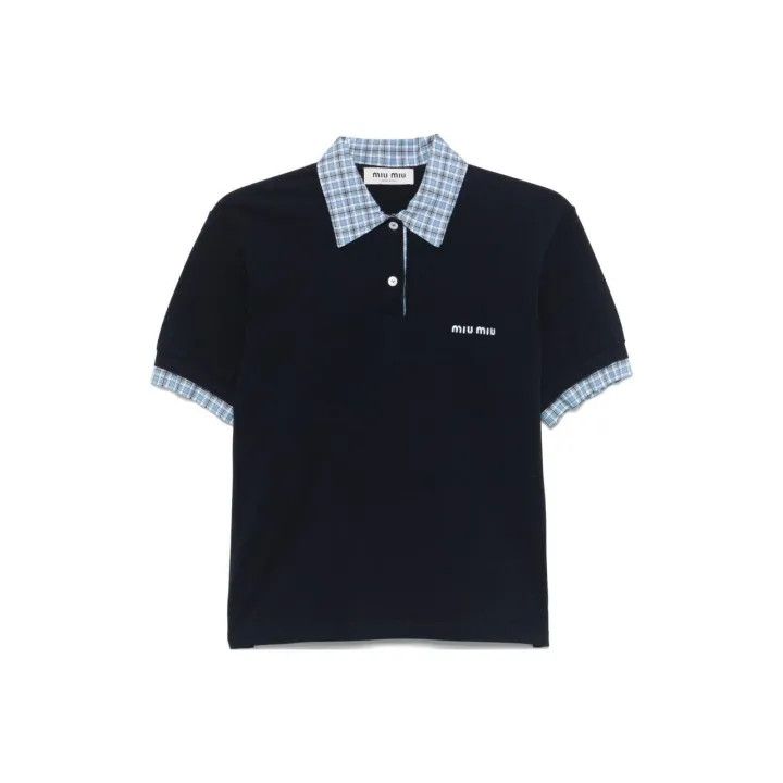 Miu Miu Navy Blue Short Sleeve Polo Shirt 0079