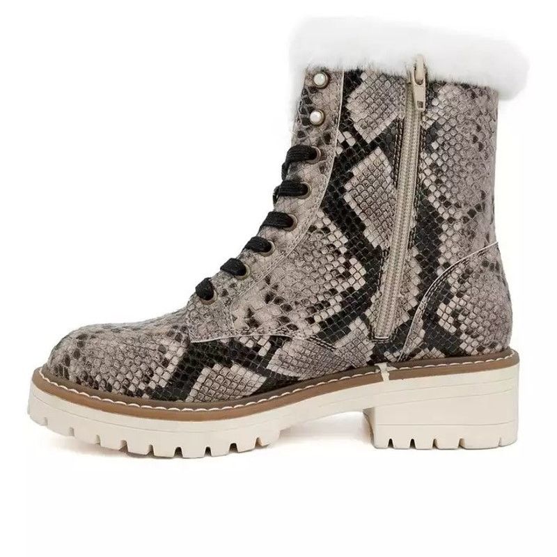 Sugar Sugar Women Snake Print Vegan Casual Comfort Combat Boots 8M Size US 8 / IT 38 - 3 Thumbnail