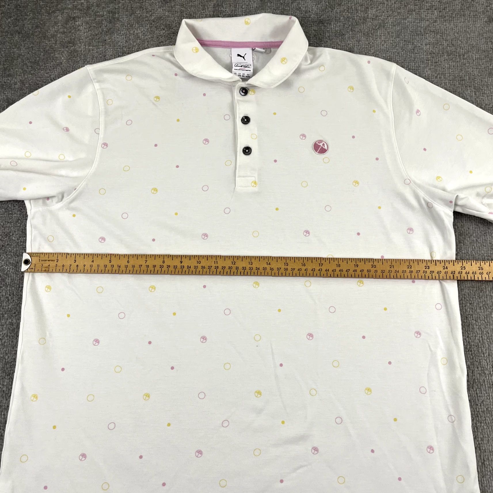 Puma PUMA x ARNOLD PALMER Polo Shirt Mens 2XL White Pink Invitational Umbrella Logo Size US XXL / EU 58 / 5 - 5 Thumbnail