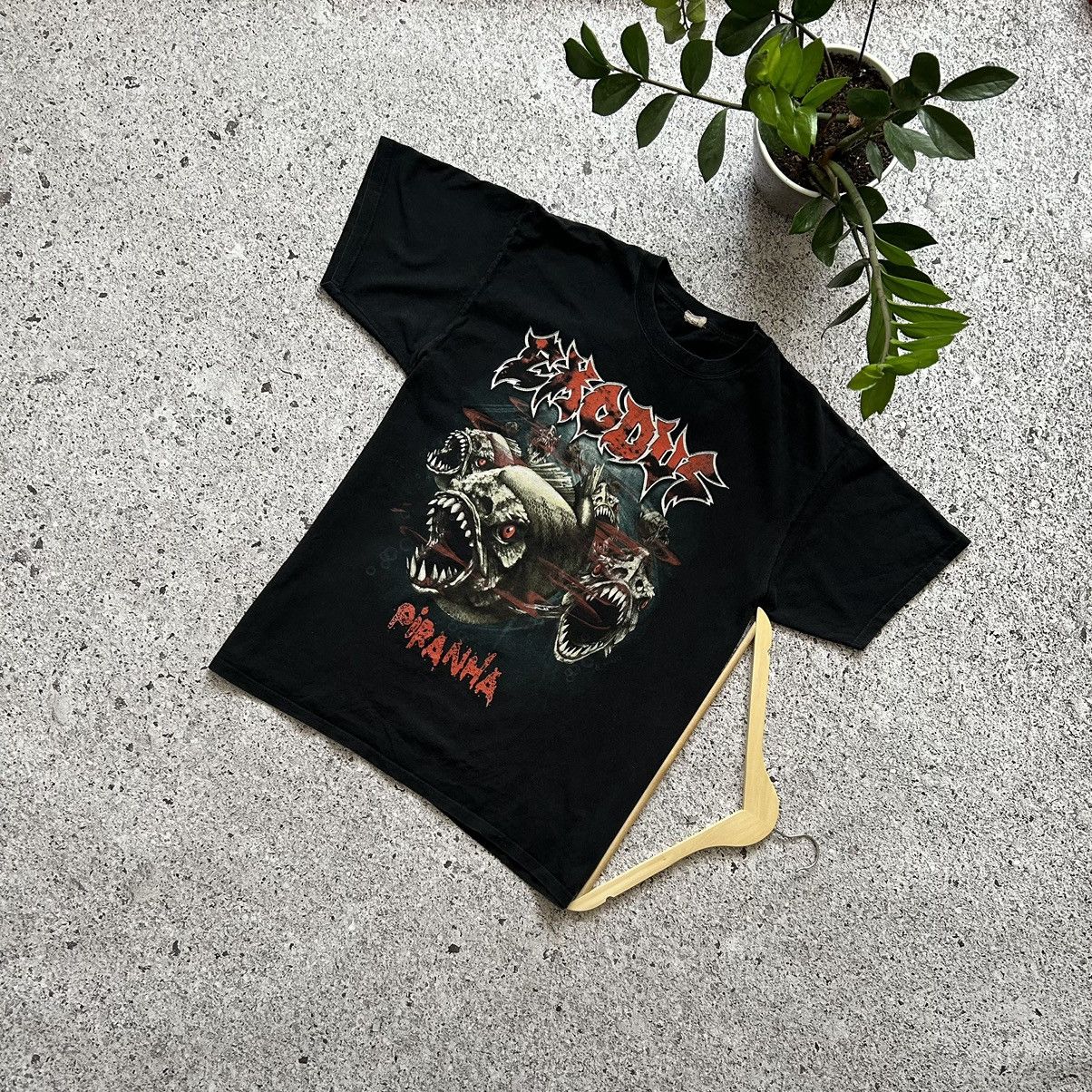Band Tees × Exodus Exodus Piranha 2000’s rock band black T-shirt Size US XL / EU 56 / 4 - 1 Thumbnail