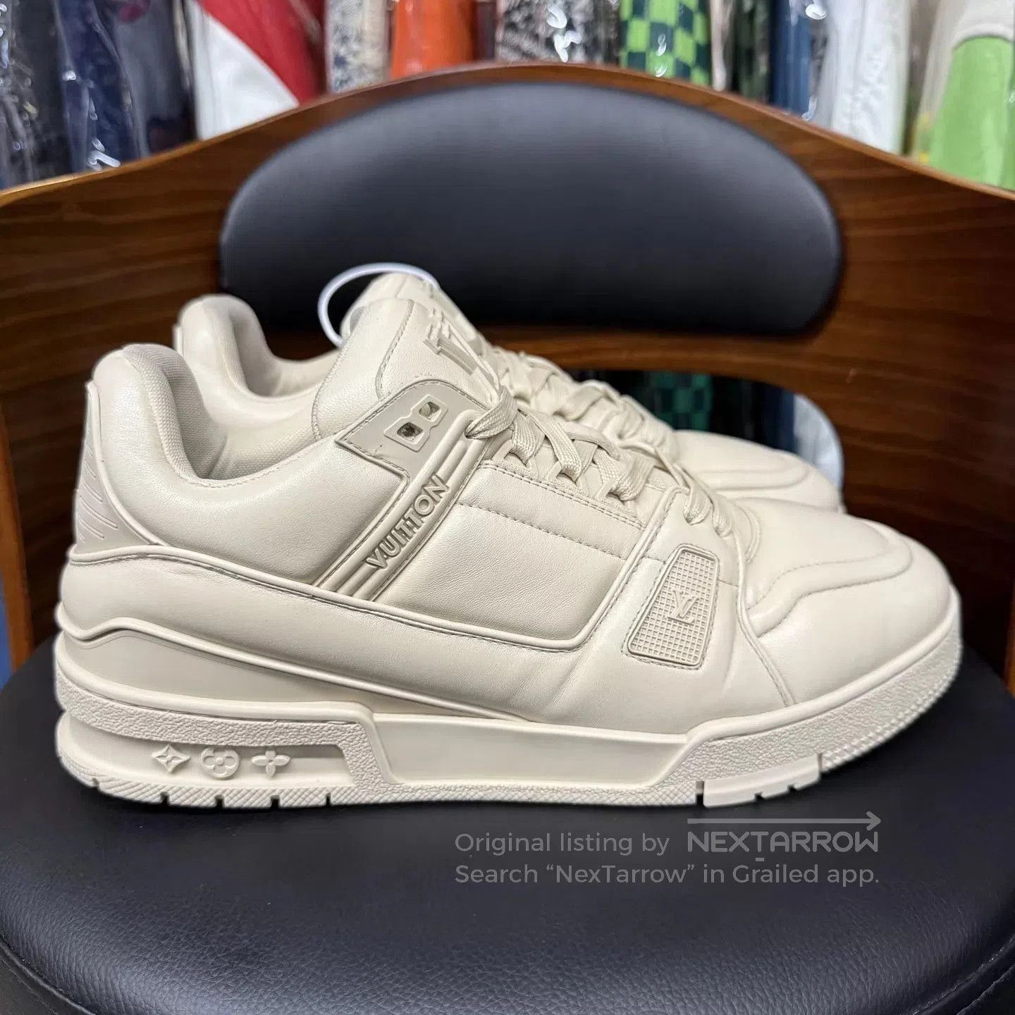 Louis Vuitton Beige Low-Top Leather Sneakers Size 9. Size US 9 / EU 42 - 4 Thumbnail