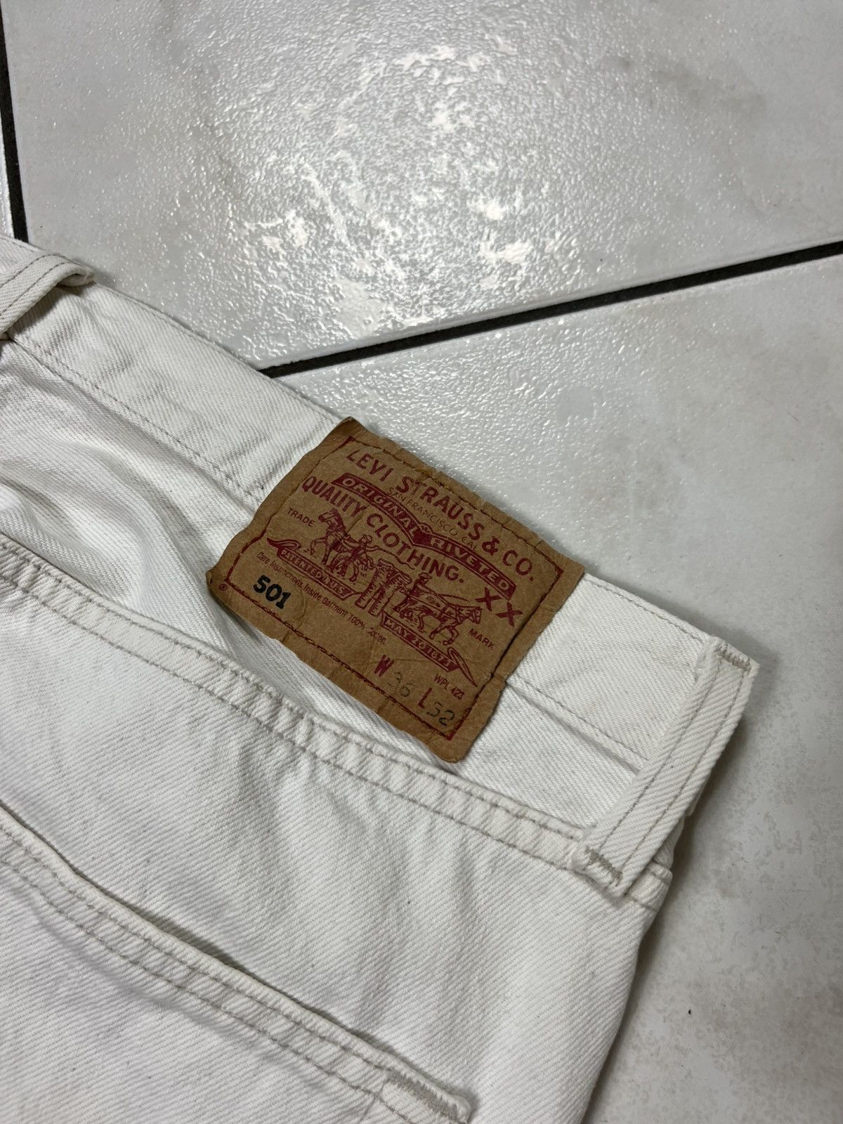 Levi's × Levi's Vintage Clothing × Vintage Vintage 501 90s Levi’s white denim jeans pants Size US 36 / EU 52 - 17 Thumbnail