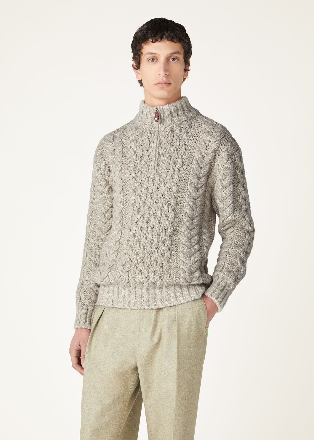 Loro Piana o1w1db10725 FAO6300 Valduggia Half-Neck Sweater in Grey Size US M / EU 48-50 / 2 - 4 Thumbnail