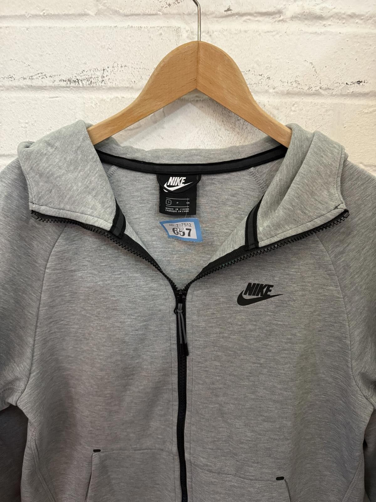 Nike Nike Grey Full-Zip Hoodie Sweatshirt Size S / US 4 / IT 40 - 3 Thumbnail
