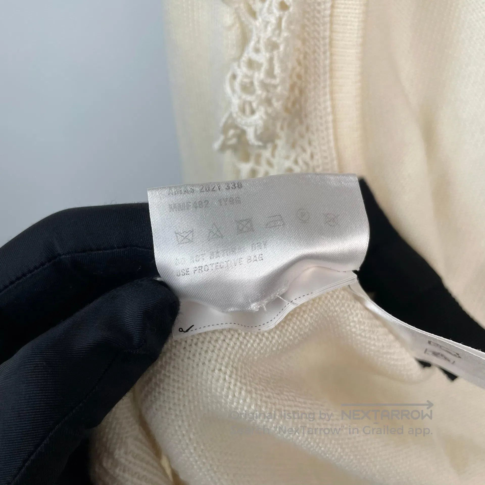 Miu Miu Miu Miu Ivory Ruffled Knit Short Sleeve Thin Top| Size XS / US 0-2 / IT 36-38 - 7 Thumbnail
