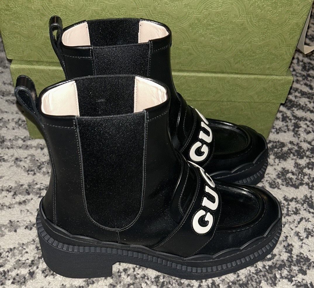 Gucci Gucci 60mm Logo Lettering Leather Boots Size US 10 / IT 40 - 4 Thumbnail