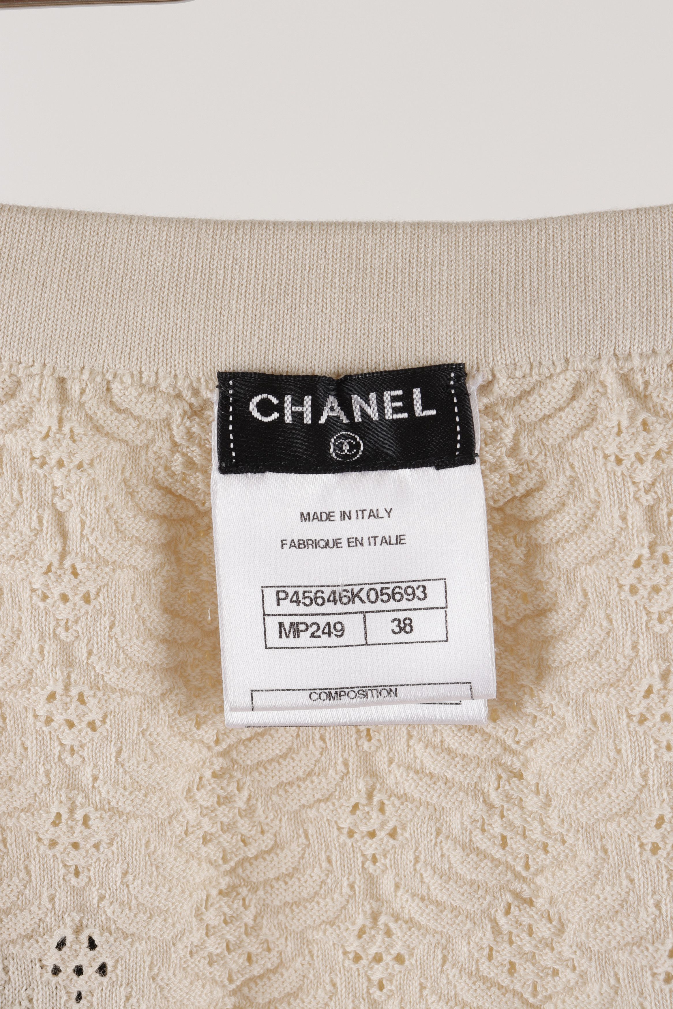 Chanel Chanel Cream Knitted Midi Skirt with Navy Pocket Size 38 Size 26" / US 2 / IT 38 - 8 Thumbnail