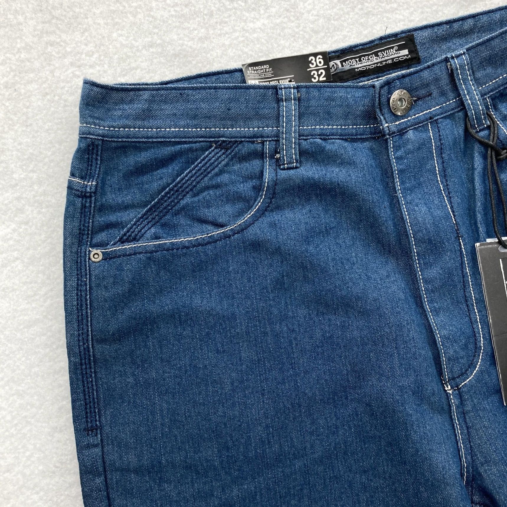 Denime Most Ofcl Sviin Jeans Mens 36x32 Blue Standard Straight Fit Denim 5 Pocket MO7 Size US 36 / EU 52 - 3 Thumbnail