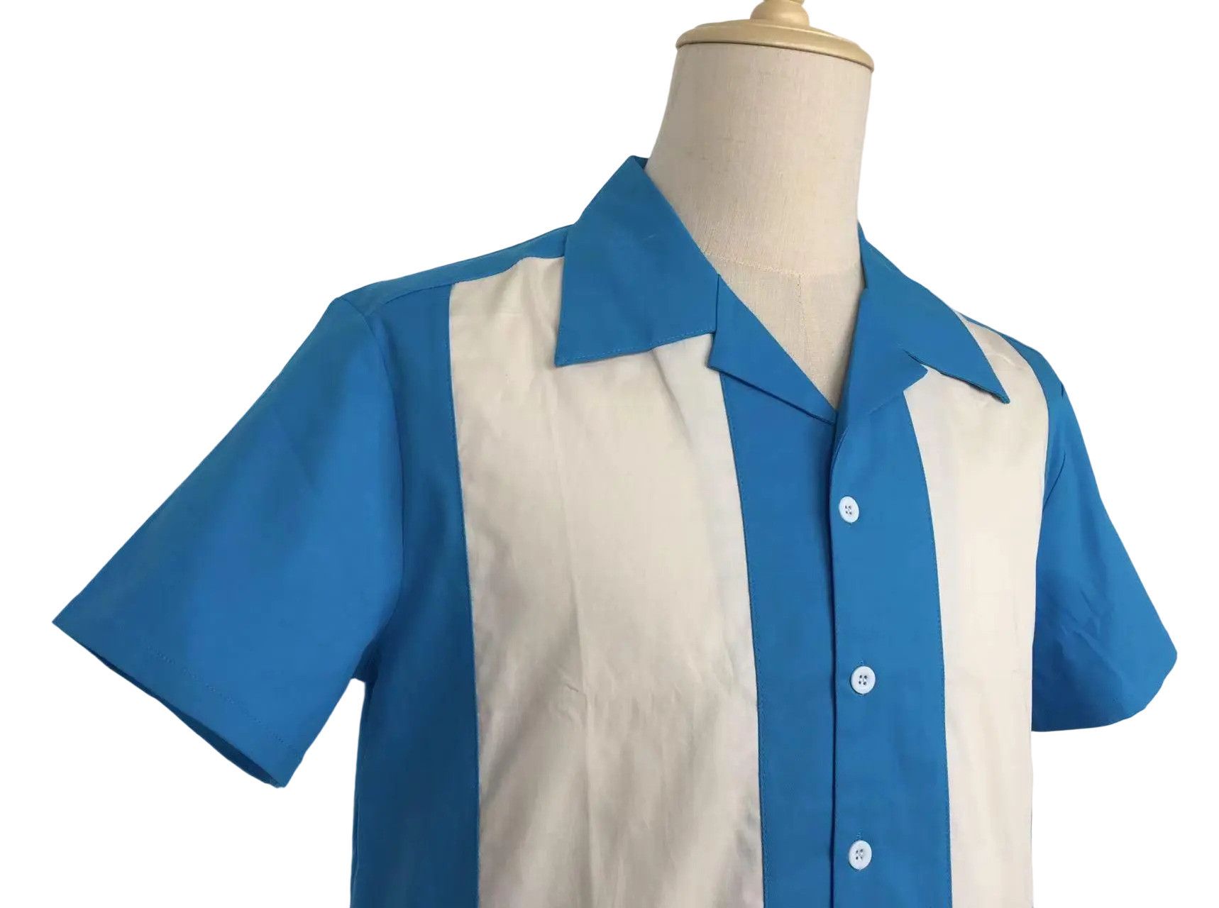 Other Retro Two-tone Men Shirt Solid Casual Shirt Blue Size US XL / EU 56 / 4 - 5 Thumbnail